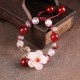 Ladies Dress Bracelet with Pink Jade Flower
