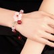 Ladies Dress Bracelet with Pink Jade Flower
