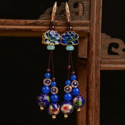 Ladies Jade Drop Earrings in Dark Blue & Light Jade Green