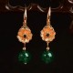 Ladies Jade Drop Earrings Dark Green with orange