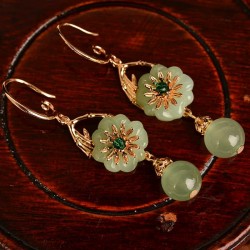 Ladies Jade Green Drop Earrings (B)
