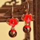 Ladies Red Jade Drop Earrings (Style B)