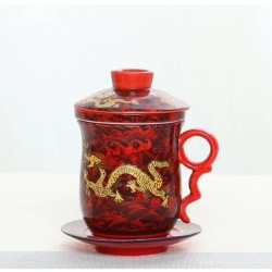 Chinese Tea Mug - Red with Dragon design